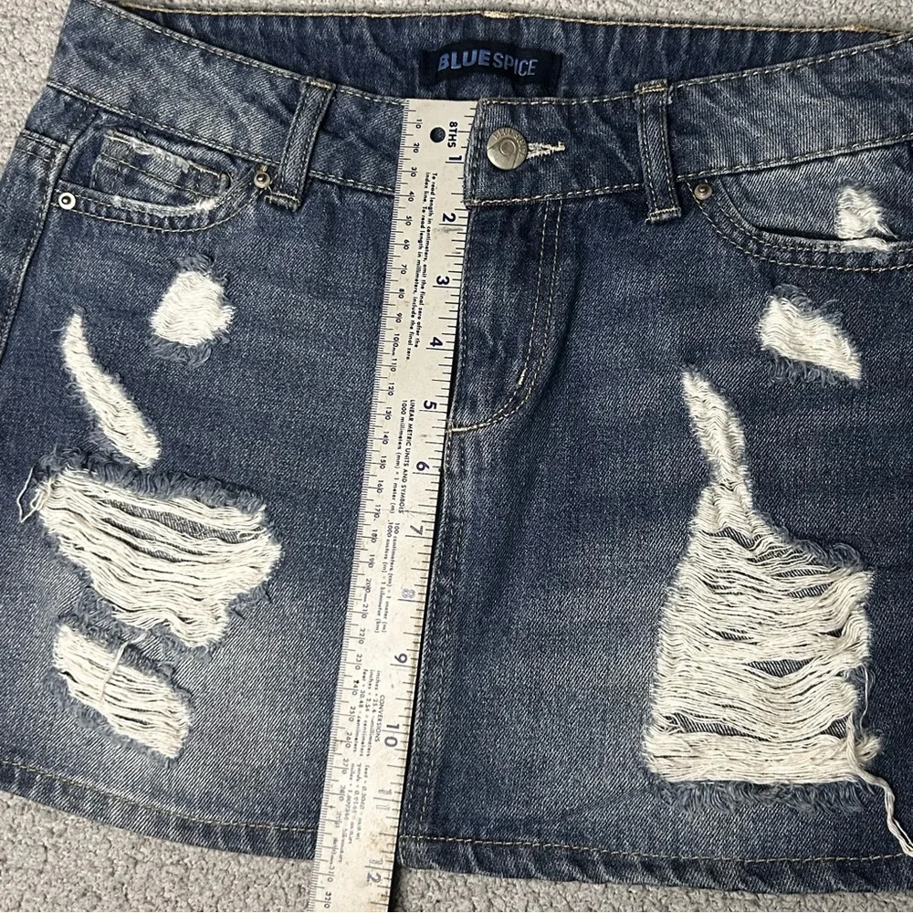 Celestial Mini Skirt Low Rise‎ 1 Blue Moon Star Hand Painted Denim Y2K